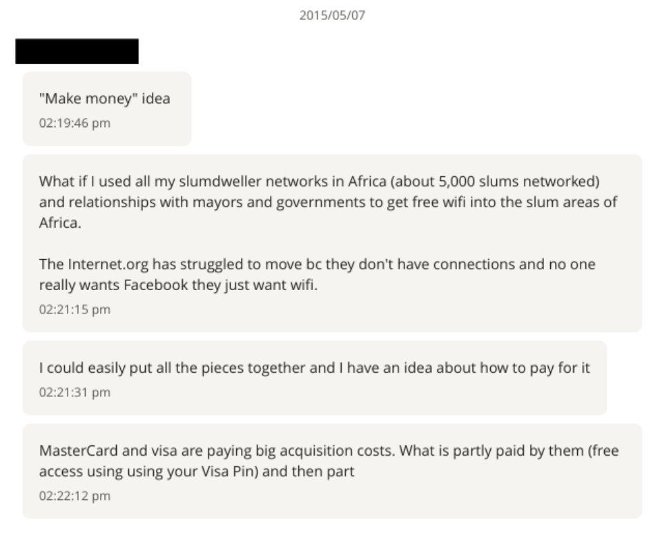 🚨 Jeffrey Epstein &amp; his friends had a sick obsession with exploiting Africa 🚨

text messages show them openly discussing their "slum dweller networks" in Africa &amp; relationships with mayors &amp; governments 

the game plan? 

make money by giving rural communities "free wifi"