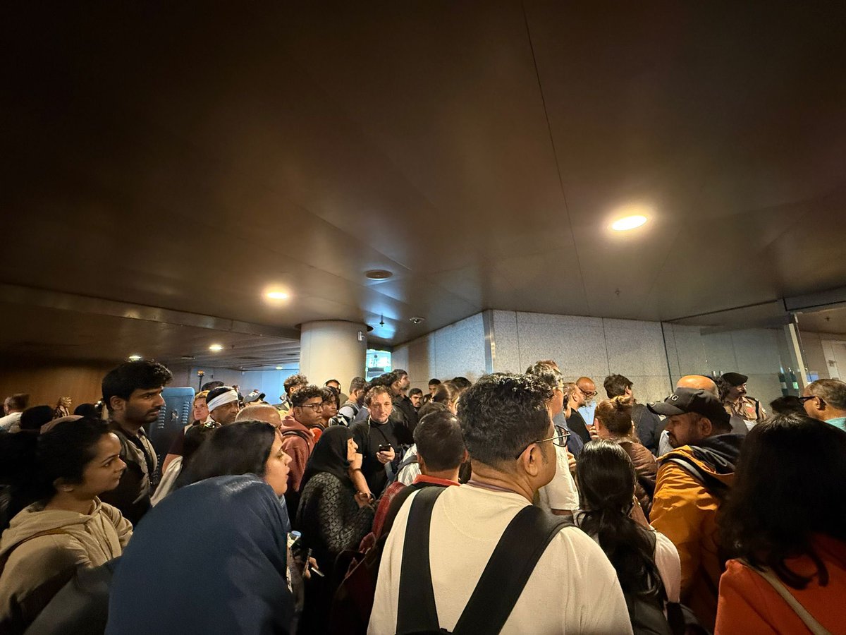 Sunil9780's tweet photo. @IndiGo6E whats happening for 6e17 flight for Istanbul today almost 5 hrs delay already and no further information ? All passengers are suffering at Mumbai airport. Same chaos repetition of December 25 situation. https://t.co/UrU7efvwWl