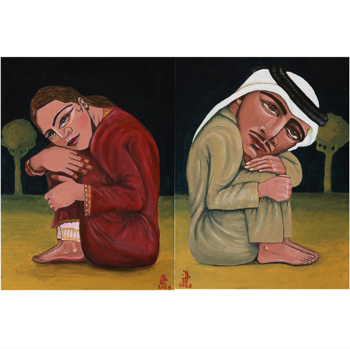 Bumatar's tweet photo. من أعمالي المعروضة حاليا في مركز كتارا للفن، مبنى ٥ ، بالتعاون مع دار حصة، والمعرض مستمر لنهاية شهر فبراير ٢٠٢٦.

Acrylic on canvas 
40x30 cm
@kataraartcenter
@darhessaqatar
🔴 sold https://t.co/reeswI5TpZ