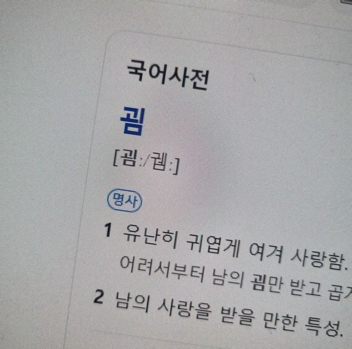 모르는 한글 참 많다.
나는 너를 굄으로 여긴다.