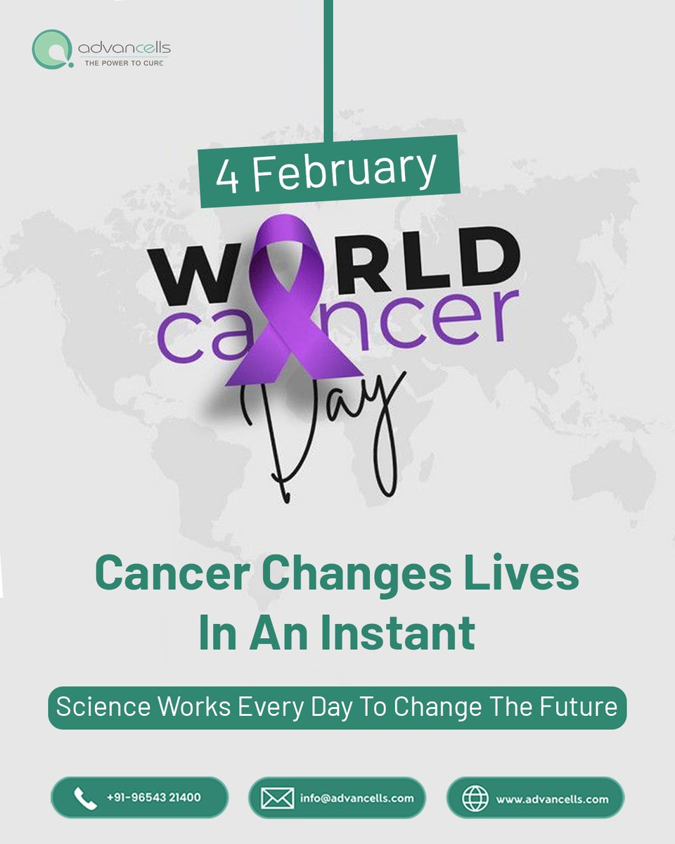 Cancer is more than a diagnosis — it’s a journey of strength and humanity. Awareness saves lives. Science drives cures.
At Advancells, we manufacture high-quality stem cells to fuel research, deepen understanding of cancer, and support recovery &amp; regeneration.

#WorldCancerDay