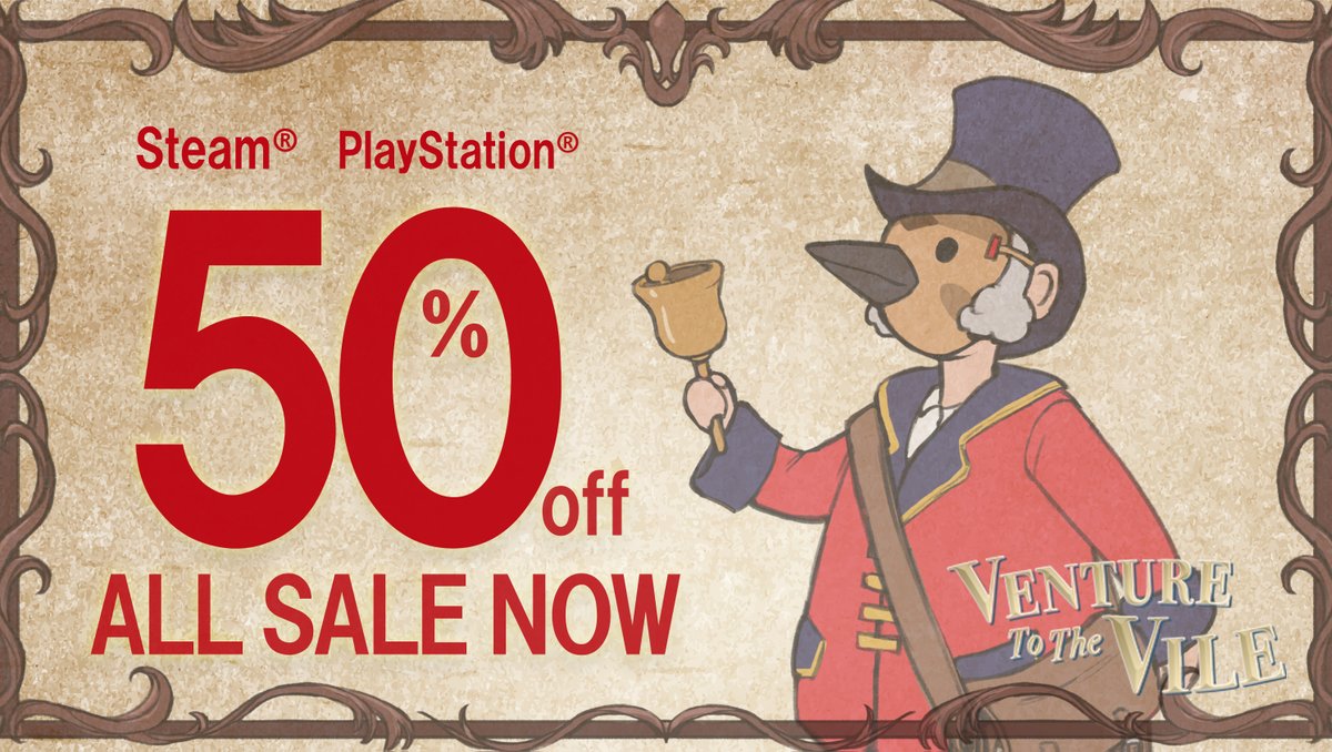 VTTV_JP's tweet photo. ／
  #VenturetotheVile 🦌
  セール実施中！
＼

📢50%OFF📢
お得に購入できるチャンスは、今週まで！
ぜひこの機会をお見逃しなく！

🎮PlayStation
https://t.co/JZtwMh6hey
⏰2026/2/25(水)23:59 (JST)まで！

🎮Steam
https://t.co/vOAxrjALrc
⏰2026/3/1(日)00:00 (JST)まで！ https://t.co/5XqQTloQLS