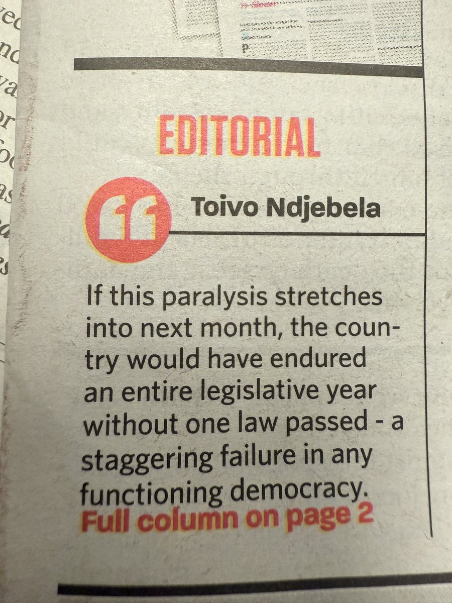 If no law is passed between now and March 21, parliament will have gone an entire year without passing a single law, except the Appropriation Bill and Appropriation Amendment Bill (which were crucial so that the MPs own salaries could be paid). Scandalous!