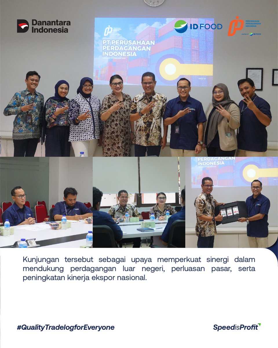 Halo #SobatDagang

Direktur Komersial dan Pengembangan PT Perusahaan Perdagangan Indonesia (PPI), Edhy Rizwan menerima kunjungan  Direktur Pengembangan Pasar dan Informasi Ekspor Kementerian Perdagangan RI, Bayu Wicaksono Putra, di Grha PPI, Jakarta, pada Rabu (4/2/2026).