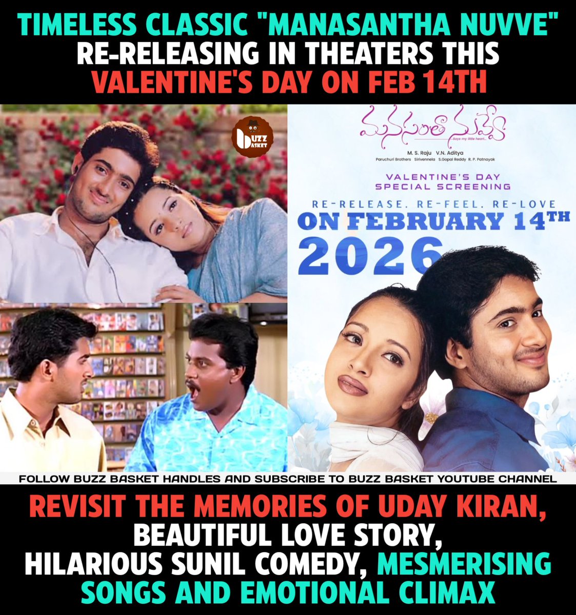 Timeless Classic #ManasanthaNuvve in Theaters on Feb 14th🫰🏻

#UdayKiran #ReemaSen #Sunil #ManasanthaNuvve4K
<a href="/SrimathaCreati1/">Srimathacreations</a>