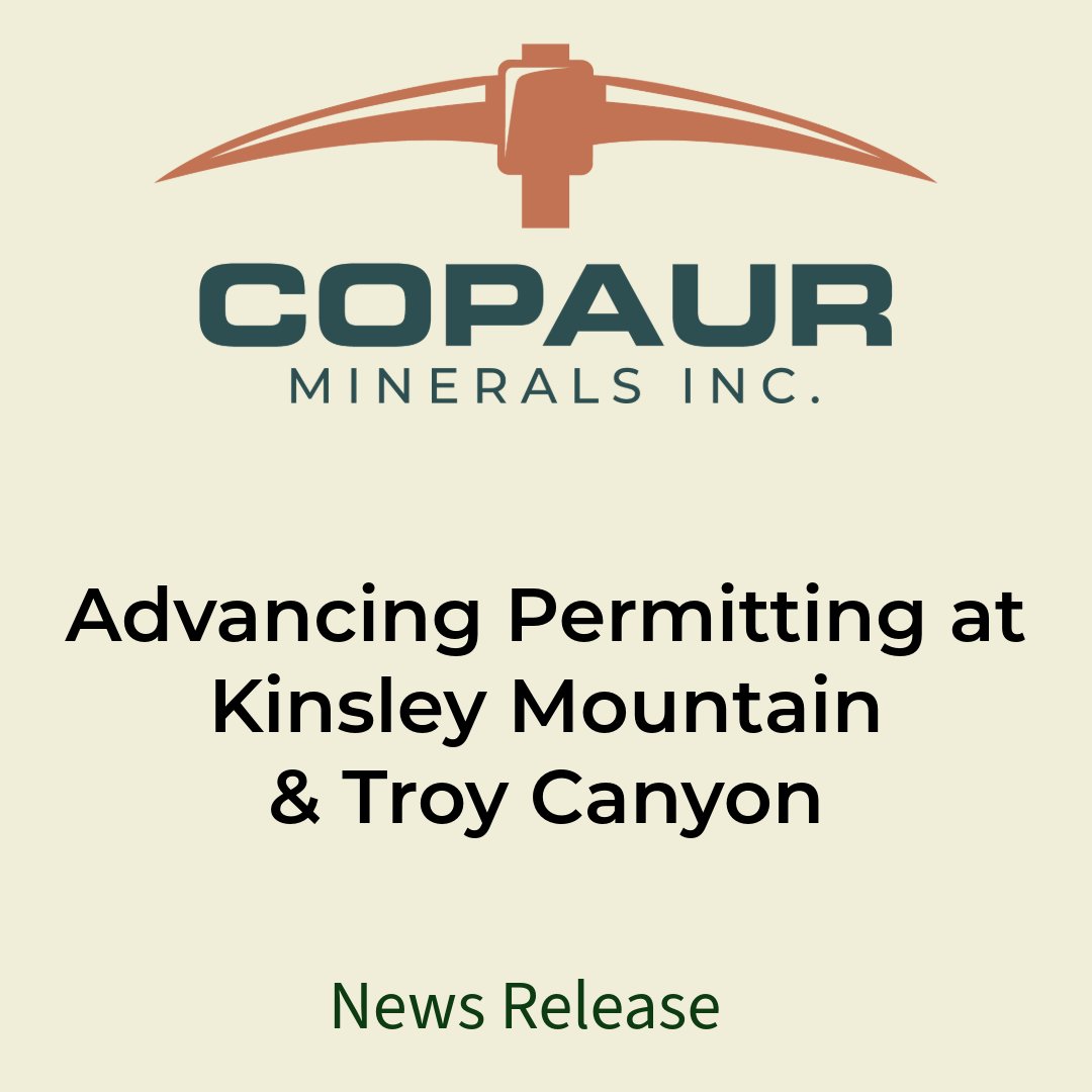 CopAurMinerals's tweet photo. CopAur advances permitting efforts with the award of biological and cultural survey contracts at its Kinsley Mountain and Troy Canyon projects in Nevada. https://t.co/9ys3pjLs8r
$CPAU #GoldMining #Nevada #MinePermitting #ResourceDevelopment https://t.co/IAcIlbNox9