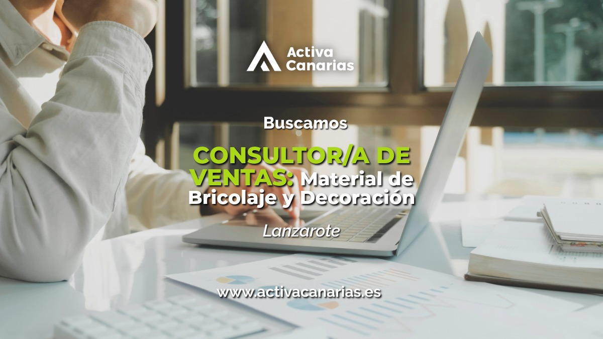 No es solo vender. Es saber aconsejar 🛠️✨Buscamos 𝗖𝗼𝗻𝘀𝘂𝗹𝘁𝗼𝗿/𝗮 𝗱𝗲 𝗩𝗲𝗻𝘁𝗮𝘀 para el área de bricolaje y decoración en 𝗟𝗮𝗻𝘇𝗮𝗿𝗼𝘁𝗲.📍

¿𝗧𝗲 𝘃𝗲𝘀 𝗲𝗻 𝗲𝘀𝘁𝗲 𝗿𝗼𝗹? 👀
📩 Inscríbete en la oferta con un sólo click 🔗👉 ow.ly/v2Qi50Y8GFL