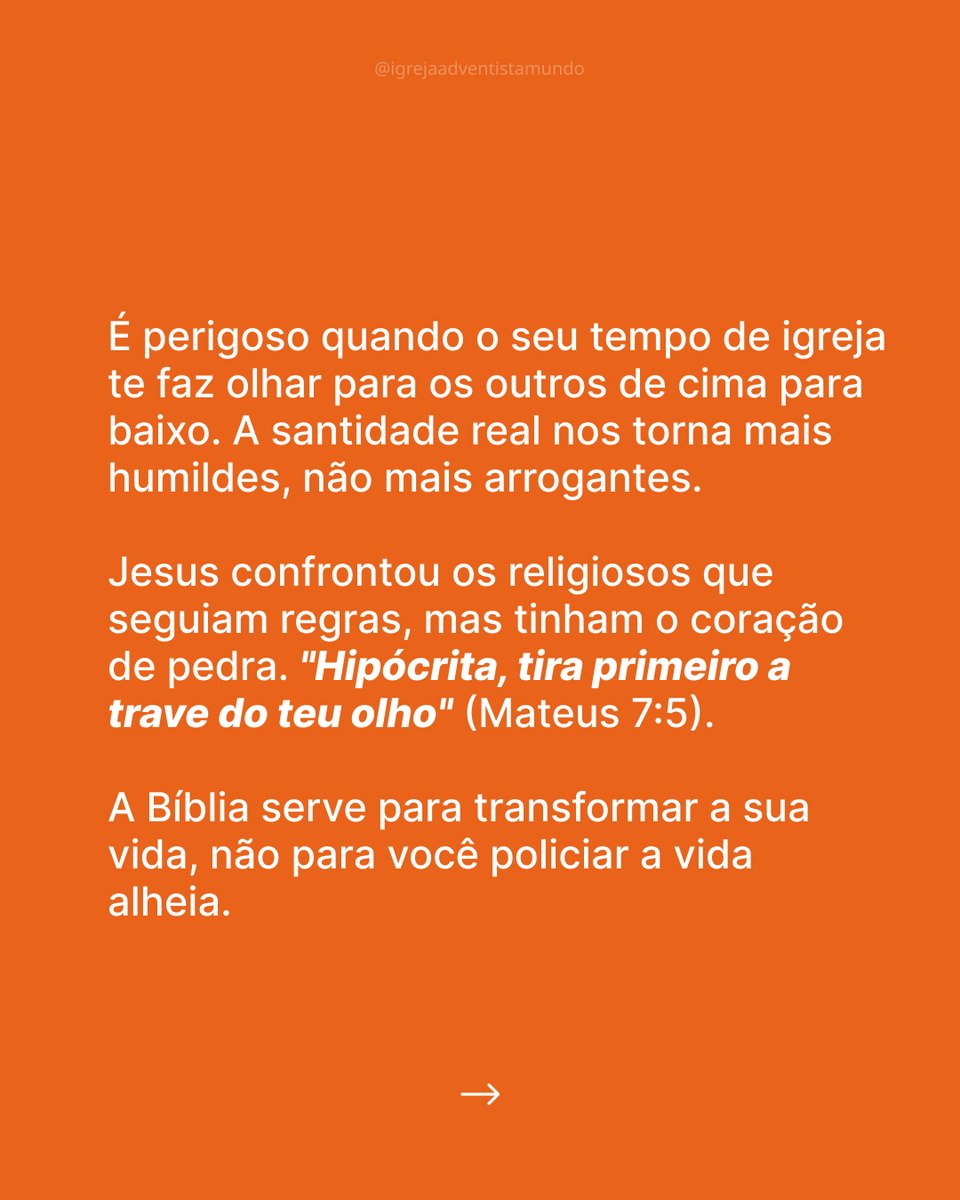 adventistaspt's tweet photo. Você está usando a Bíblia como espelho ou como arma?
Volte à essência: amar a Deus e servir com humildade.
#EvangelhoVivo #AmorAoPróximo #CristianismoReal https://t.co/SJC0HGXVqW