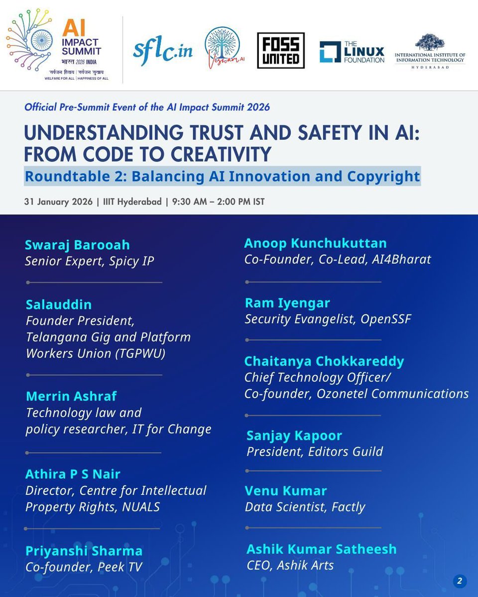 viswamai's tweet photo. @MishiChoudhary @kiranychandra @fsmi_in @SFLCin @VenkyHariharan Roundtable speakers https://t.co/iRGp4L0a0W