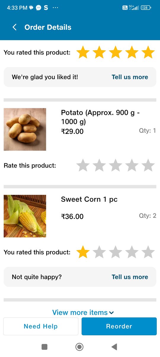 gauravnatkumar's tweet photo. @JioMart @JioMart_Support Received only one sweet corn instead of two even though I ordered two. Kindly deliver the missing or provide refund order id 17702011160882923A https://t.co/icZdiQpw0o