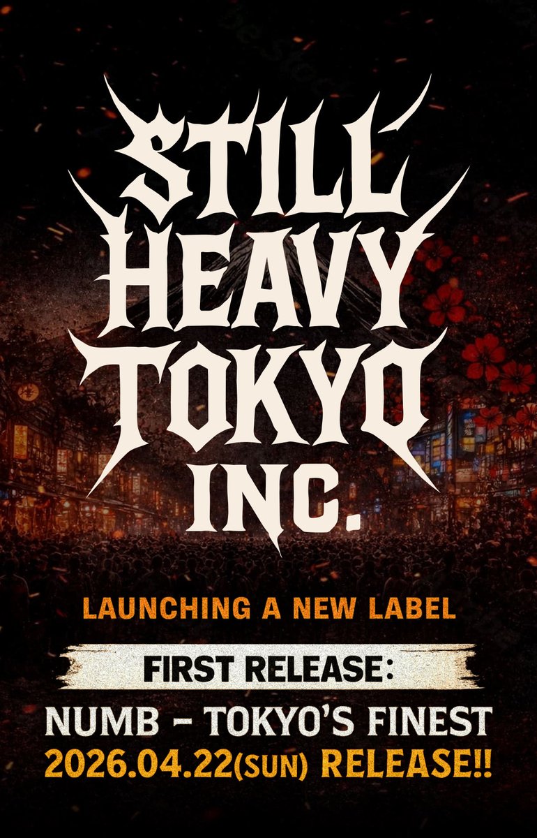 stillheavytokyo's tweet image. 東京ハードコアの絶対王者、
"NUMB"
12年振り、待望のフルアルバム、
"TOKYO’S FINEST"

⚫️4月22日にタワーレコード先行リリース決定！！
⚫️そしてこのフルアルバムの販売額は、
衝撃の値段、
[税込1100円]で販売します。

購入リンク
⬇️
今から予約出来ます。
tower.jp/item/7968443