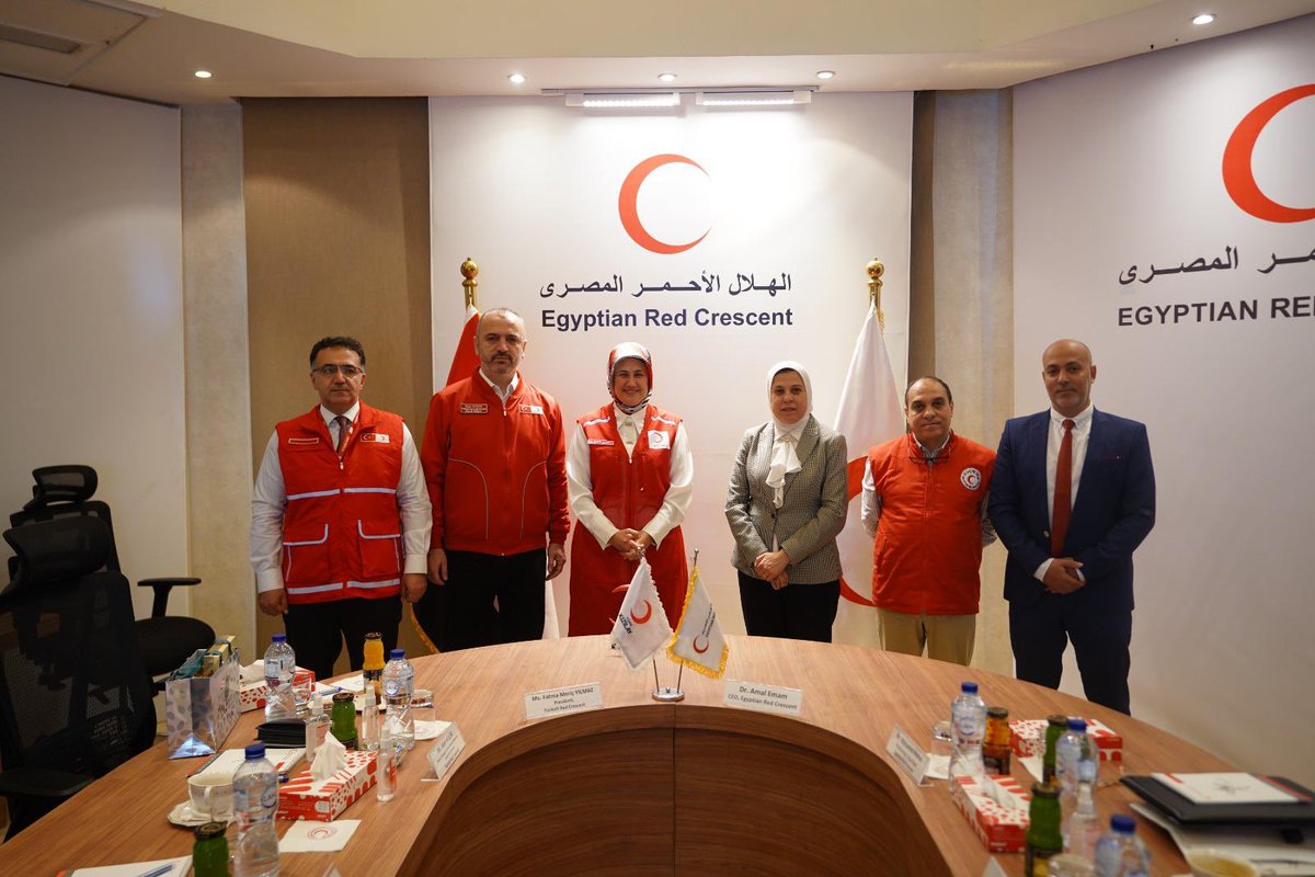 RedCrescent's tweet photo. Our President, Prof. Dr. Fatma Meriç Yılmaz, met with Dr. Amal Emam, CEO of the Egyptian Red Crescent, in Cairo.

During the meeting, ongoing humanitarian aid shipments to Gaza carried out in cooperation with the Egyptian Red Crescent, as well as joint initiatives planned for the month of Ramadan, were discussed.