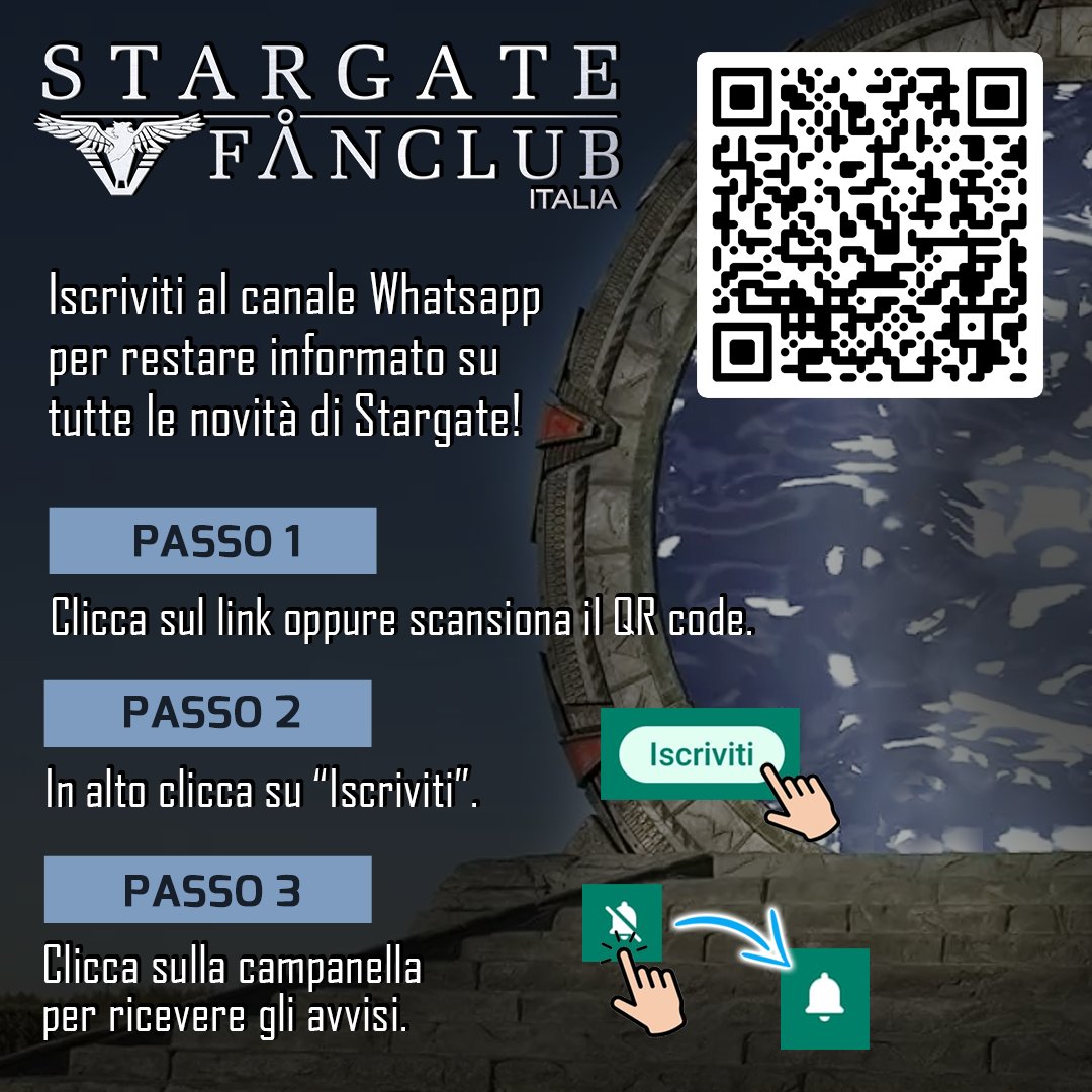 Al via i canali #Whatsapp e #Telegram dell'associazione!
Iscrivetevi per essere sempre aggiornati sulle novità dal mondo di Stargate e dello Stargate Fanclub Italia! 

#Stargate #StargateFanclubItalia #SGF #canaleWhatsapp #CanaleTelegram #StargateNews #NuovaSerie #Social #News