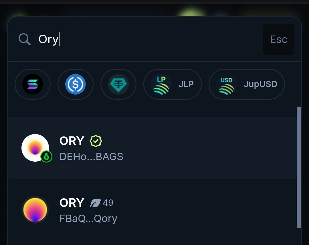 Hi <a href="/JupiterExchange/">Jupiter</a>, it's been almost two weeks since our request for verifying new $ORY Contract Address.

Old CA is not active anymore but people trade old $ORY token since it is verified on jup.ag

Please, fix this since it is causing unnecessary confusion.