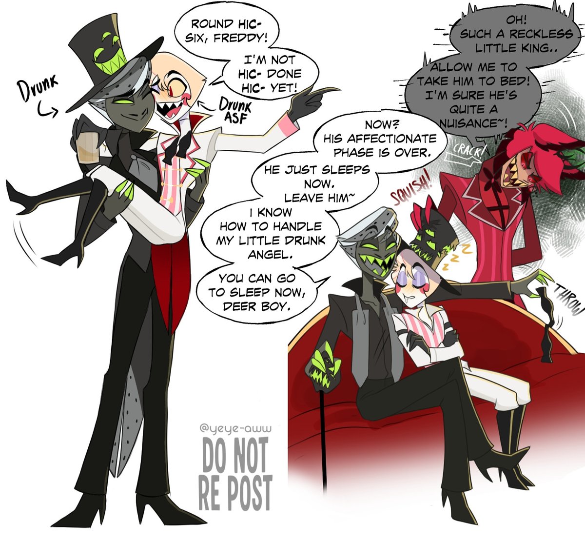 SKETCH PAGE! Drunk Lucifer and his four phases. Frederick came to