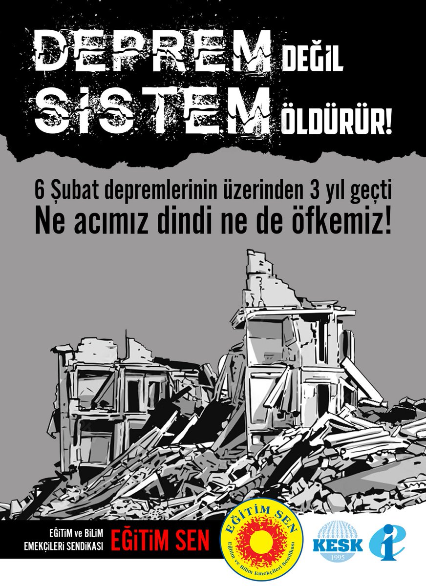 🔴6 Şubat depremlerinin üzerinden üç yıl geçti!
Ne acımız dindi ne de öfkemiz!
#6Şubat #Deprem
egitimsen.org.tr/deprem-degil-s…