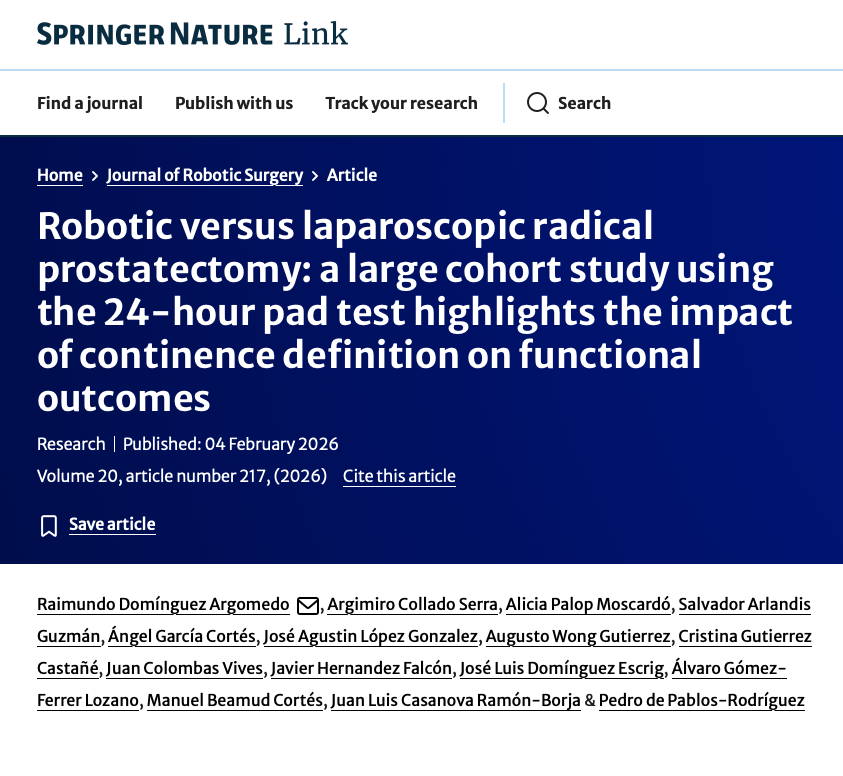 APCCC_Lugano's tweet photo. Robotic versus laparoscopic radical prostatectomy: a large cohort study using the 24-hour pad test highlights the impact of continence definition on functional outcomes

https://t.co/s0nnTb3f9A

In a prospective cohort of 1,943 patients, urinary continence recovery after robot-assisted radical prostatectomy (RARP) was superior to laparoscopic radical prostatectomy (LRP) when assessed with objective measures. Using pad counts and the 24-hour pad test, RARP showed lower urinary loss, a higher likelihood of continence recovery, and an absolute 11% advantage at 12 months, highlighting the influence of continence definitions on reported outcomes. #ProstateCancer 

Raimundo Domínguez Argomedo
@ArgimiroCollado
@dr_arlandis
@Jose_Agustn
@DominguezEscrig
@PedrodePablos1 

@OncoAlert 🚨
@Silke_Gillessen 
@AOmlin 
@weoncologists