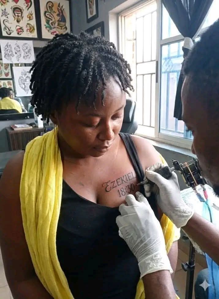 johniduidiege's tweet photo. It is time to shift the culture, 😄... Tattoo Evangelical movement. Wetin dey hungry una before. Thanks to pastor Kingsley okonkwo 

 You ain't seen anything yet, soon we will see guys  sag their pants with John 3:16 written on their underwear. Okayy oh https://t.co/GwkJLWYUM9