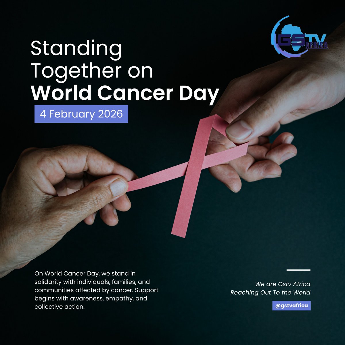 GstvAfrica's tweet photo. Standing together on World Cancer Day 💗
Today, we unite in solidarity with individuals, families, and communities affected by cancer. Awareness, empathy, and collective action can save lives.
#WorldCancerDay #TogetherAgainstCancer #Hope #GRAMMY https://t.co/ylhyCBp2lf