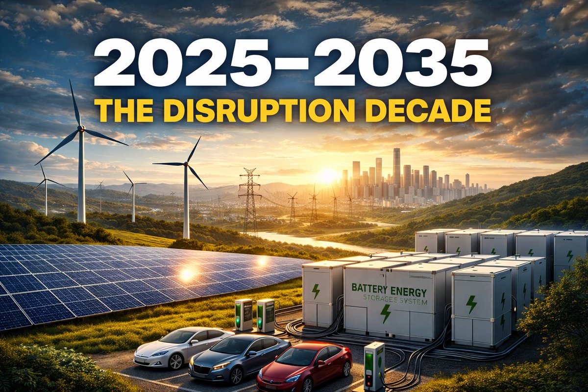 EVCurveFuturist's tweet photo. 2025–2035 is the Disruption Decade. Here’s where I explain why the transition was delayed, then compressed — and how that forced me to revise my own 2030 EV adoption projections. This isn’t ideology. It’s system math.⚡️#Bettrification #EV #BESS #LFP #LMFP
https://t.co/vw0yMvFFb4 https://t.co/y9jotV3lZ5