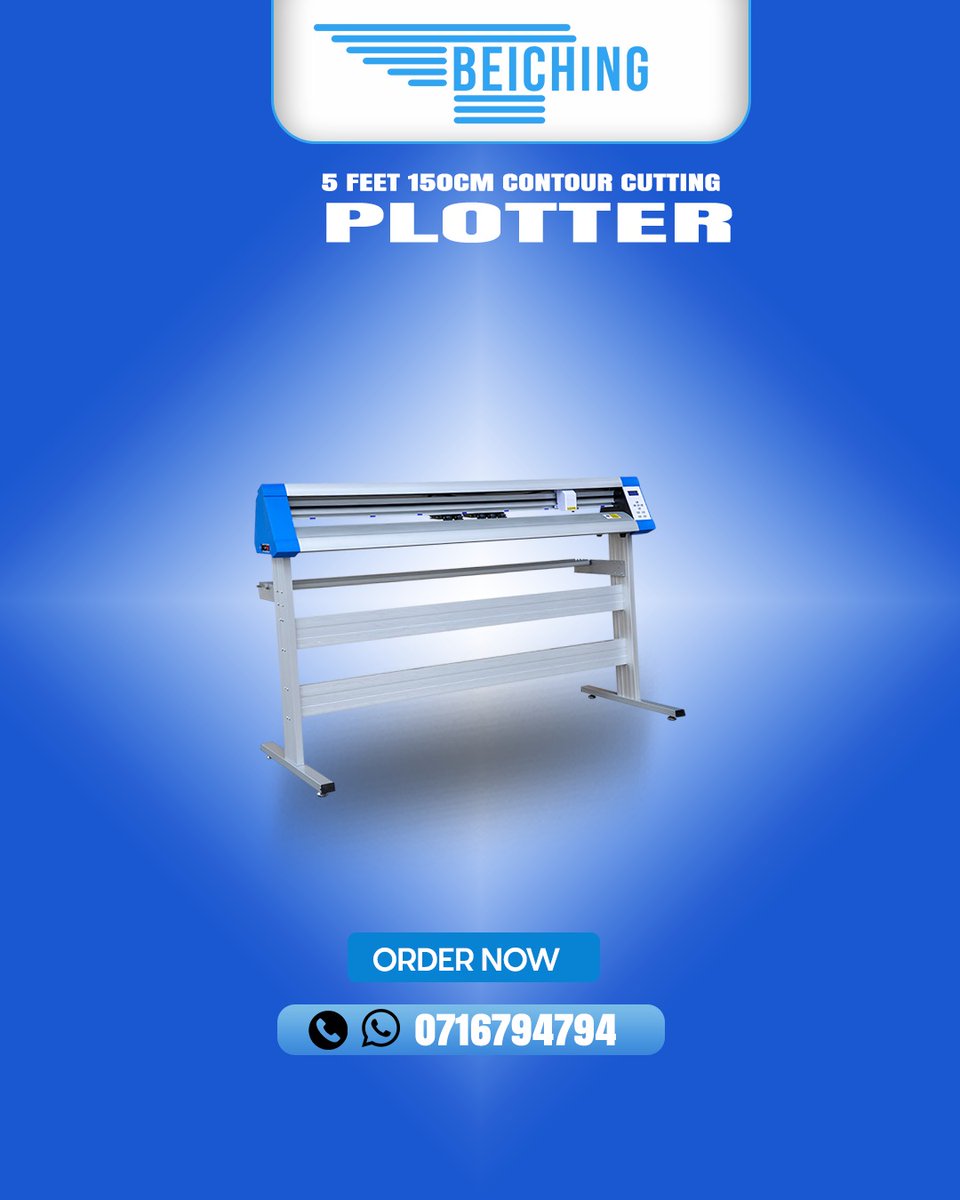 beichingKe's tweet image. 5 Feet (150cm) Contour Cutting Plotter ✂️🖨️✨
High-precision cutting plotter designed for vinyl, stickers, decals, and graphic applications. With 5 feet (150cm) cutting width 💪🎨.
📞 0716794794 📲
#CuttingPlotter #VinylCutting #SignageEquipment #ProfessionalCuts #BulkSupplies