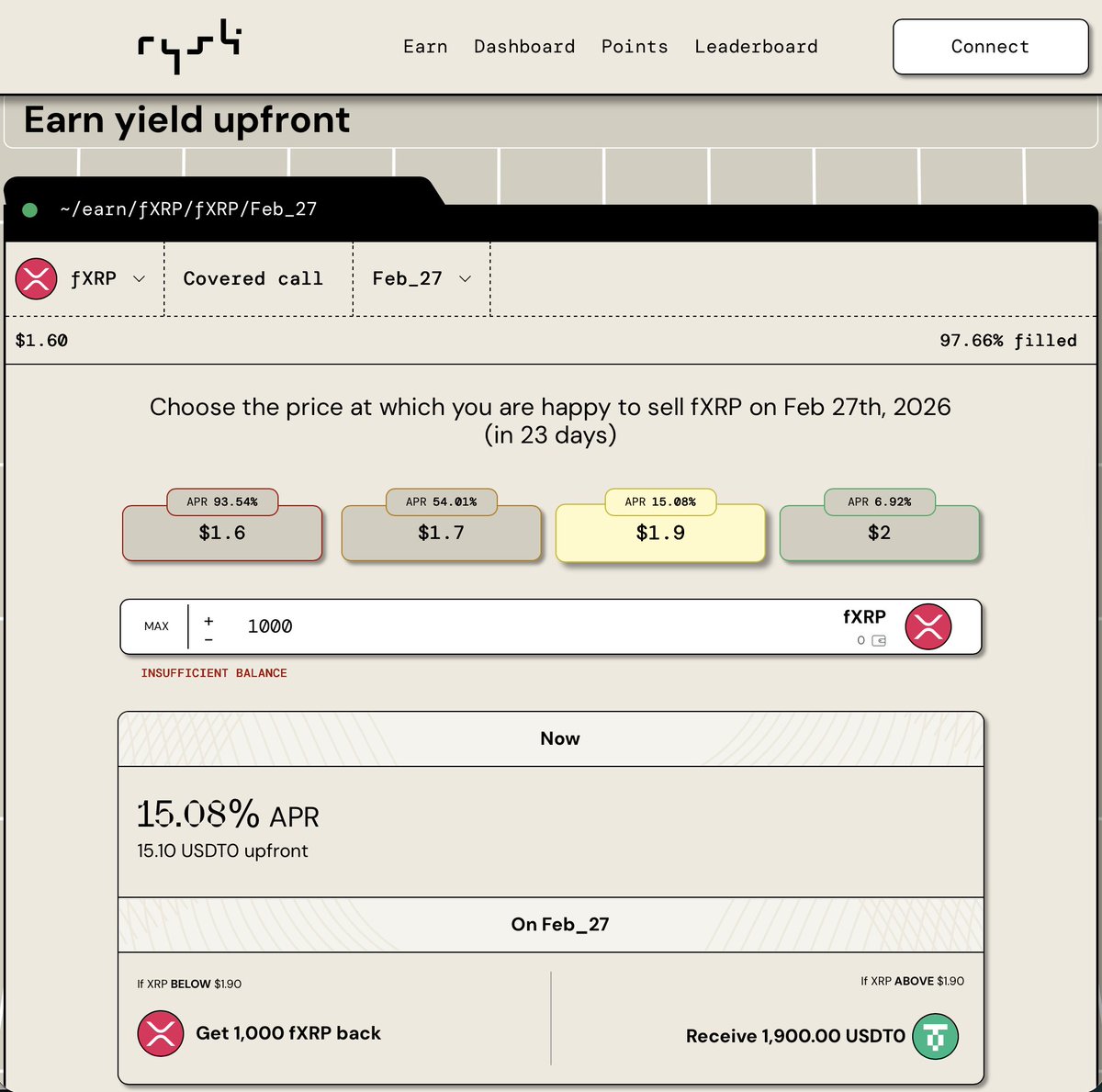 ICYMI @Ryskfinance now allows FXRP holders to earn yield from options premiums paid upfront in USDT0 while staying exposed to $XRP.

This marks another step forward in expanding FXRP adoption across the Hyperliquid ecosystem.