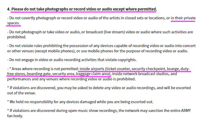 StrawberryJBird's tweet image. Just putting this reminder from the official BH post out there, as it appears some have forgotten:

★Do NOT visit AIRPORTS.
★Do NOT visit LOCATIONS or activities NOT LISTED ON SCHEDULE
★Do NOT covertly take pictures/footage of the artists
★DO NOT STALK THE ARTISTS