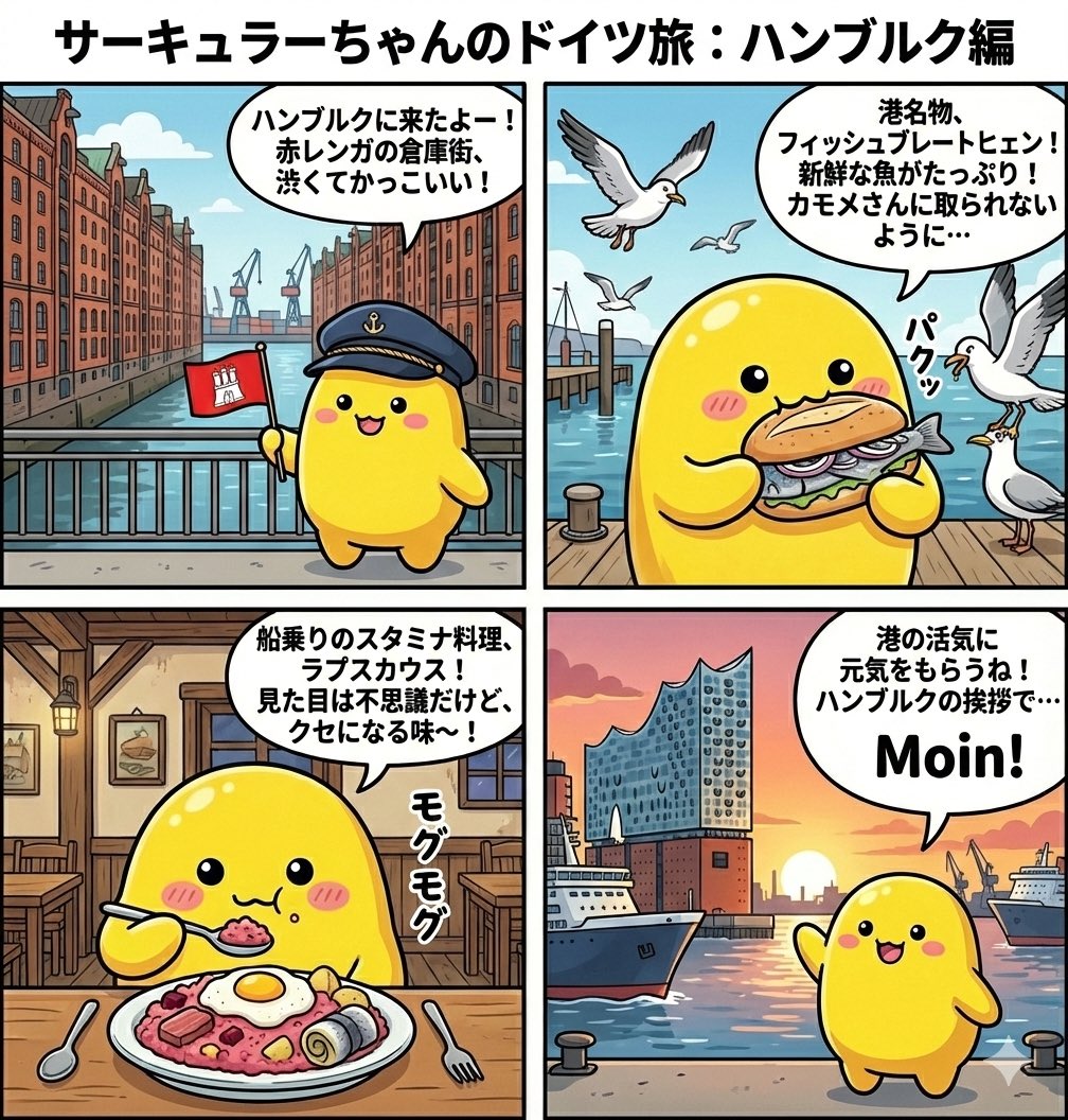 ドイツ語編ですー！ハンブルクの旅、サーキュラーちゃん満喫しています