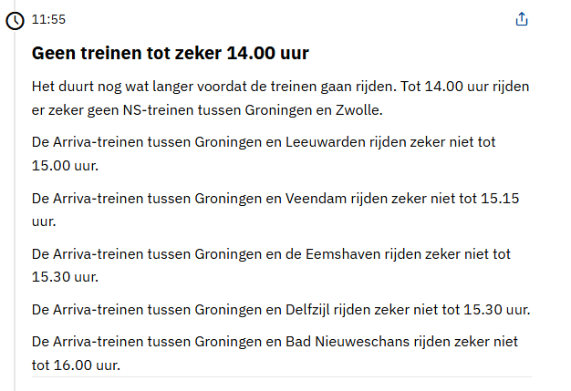 Overzicht treinen die rijden  #coderood