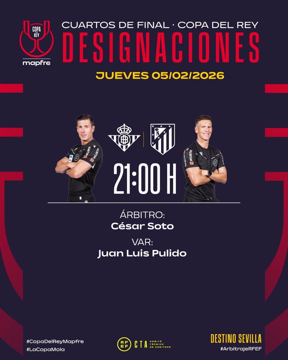 Pepelias17_'s tweet photo. 🟢🔴Soto Grado, designado para el Betis-Atlético de Copa 

🔁 Los colchoneros solo han perdido un partido de 19 con este colegiado y los béticos solo han ganado 3 de 14

https://t.co/EsqIeXNA22 a través de @MundoBetis_ https://t.co/qZQ7N9X8jf