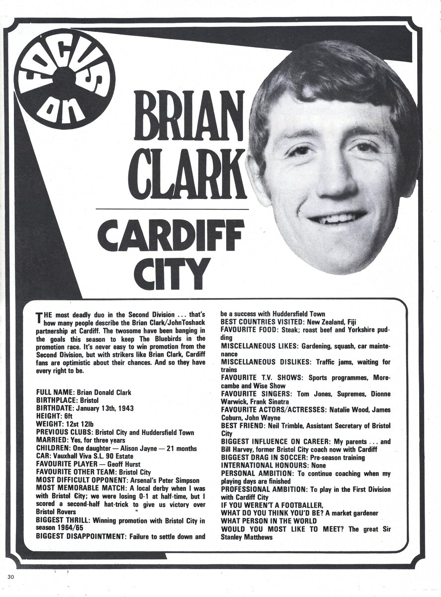 TheSkyStrikers's tweet image. As always, when we get a new Shoot! in, we share the player profile

This week!

Brian Clark of Cardiff City!

His train was late wasn't it....

(From Shoot! - 18/04/1970)

#shoot #shootmagazine #Cardiff #CardiffCity