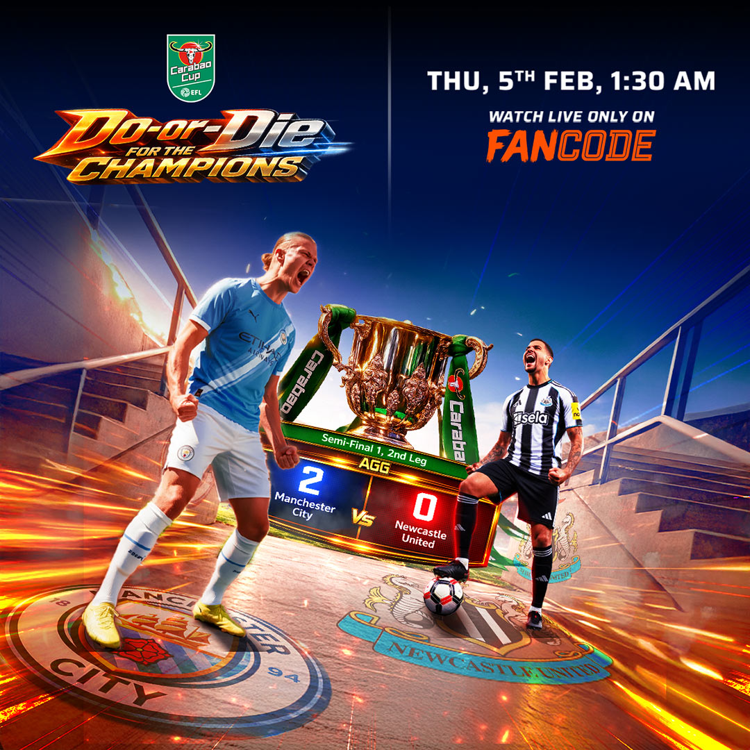 Semi-final night at the Etihad with Wembley in sight. We’ve done the hard work away, now it’s about control, intensity and finishing the job in front of our own fans.

Watch it live on FanCode - fancode.onelink.me/tTJR/yh4ypj1e
#CarabaoCupOnFanCode