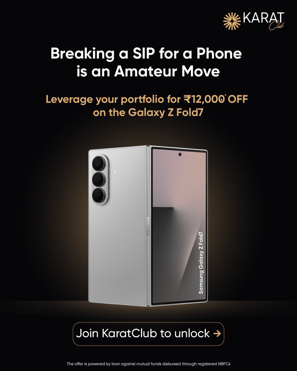 Your portfolio shouldn't pay for your lifestyle.
It should unlock doors to super-exclusive deals like this one.
Up to Rs. 12,000 OFF on the #Samsung Galaxy Z Fold7.

Claim this offer before it's gone.

KaratClub. Designed for the select few.

#KaratClub #Finance #Fold7 #LinkInBio