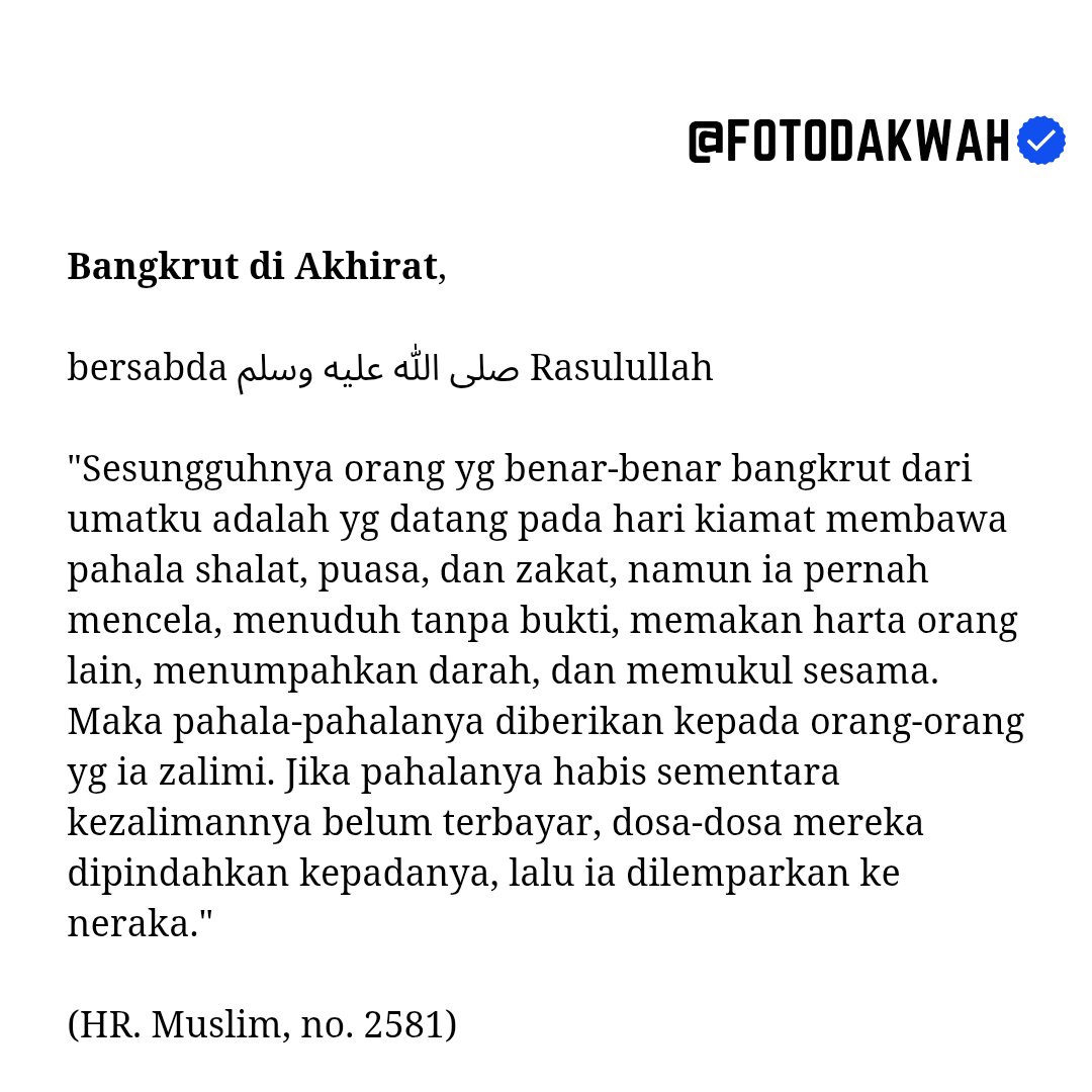 Orang yang bangkrut di akhirat