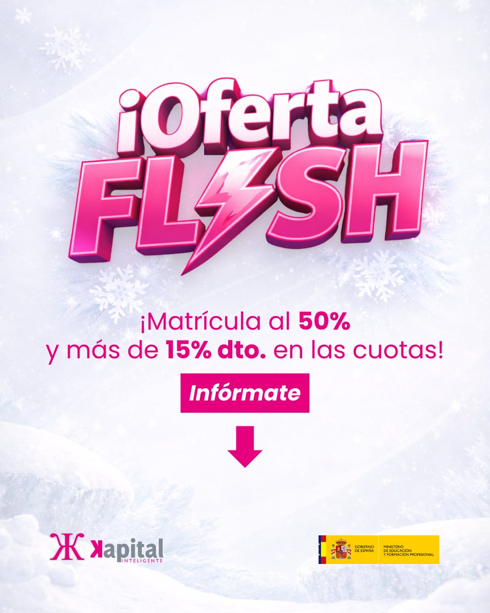 KapitalFP's tweet photo. Tenemos algo que contaros...
¡NUESTRA OFERTA FLASH!
¿Quieres saber más?👇 https://t.co/sykc7lrDLL