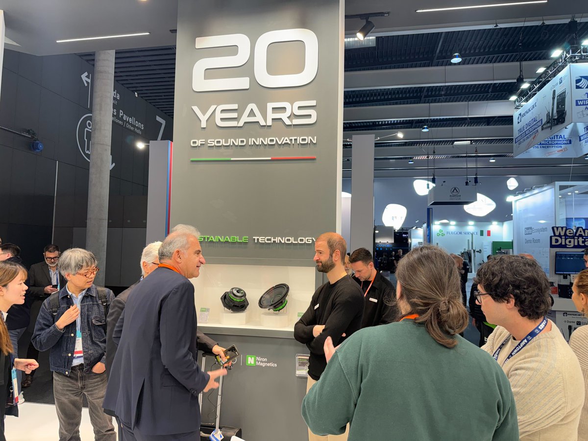 NironMagnetics's tweet photo. Rare earth magnets have dominated professional audio for 40 years. Niron exists to change that.

At @ISE_Show, @FaitalPRO, trusted by top audio manufacturers worldwide, is showcasing 8" and 10" speaker prototypes featuring our Iron Nitride magnet technology.

Experience the future of professional audio at 📍Hall 7, Booth 7K200. #ISE2026