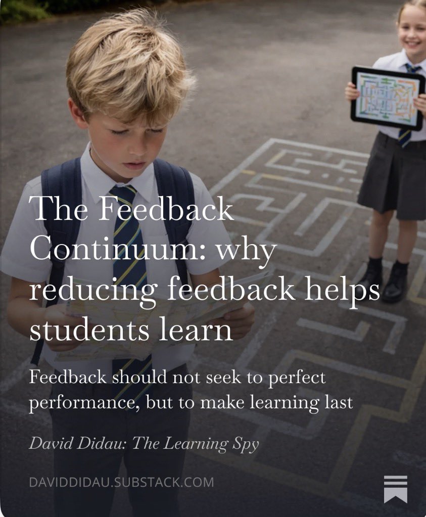 Feedback can make lessons look slick or it can make learning more durable. It cannot do both at once. 
When feedback is constant and immediate, performance improves but understanding often doesn’t. When we delay, reduce and summarise feedback students are forced to think, judge