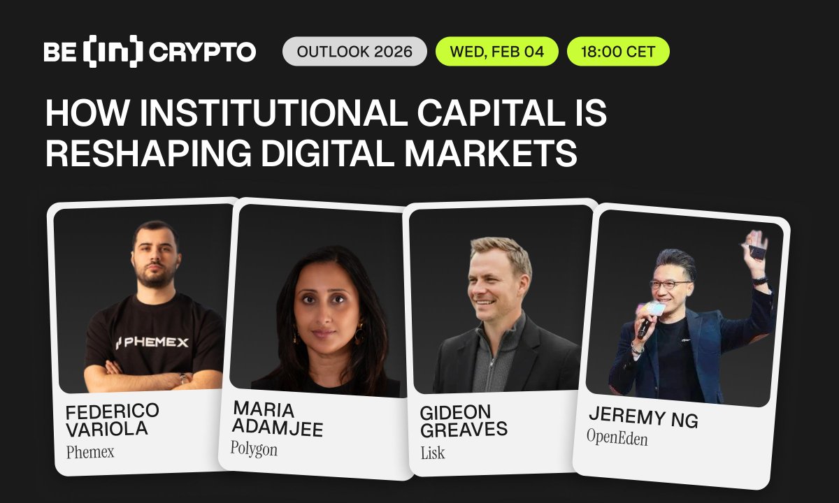 Join us TODAY for our second panel of BeInCrypto Digital Summit, discussing how institutional capital is reshaping digital markets.

 🗓️ TODAY
 ⏰ 18:00 CET

SPEAKERS:

<a href="/Federico0x/">Federico0x @Phemex</a> | <a href="/Phemex_official/">Phemex</a>
<a href="/MariaAdamjee1/">ThePurpleBull</a> | <a href="/0xPolygon/">Polygon | POL</a>
<a href="/gideongreaves/">Gideon Greaves</a> | <a href="/Lisk/">Lisk</a>
<a href="/jeremyng777/">Jeremy Ng</a> | <a href="/OpenEden_X/">OpenEden</a>