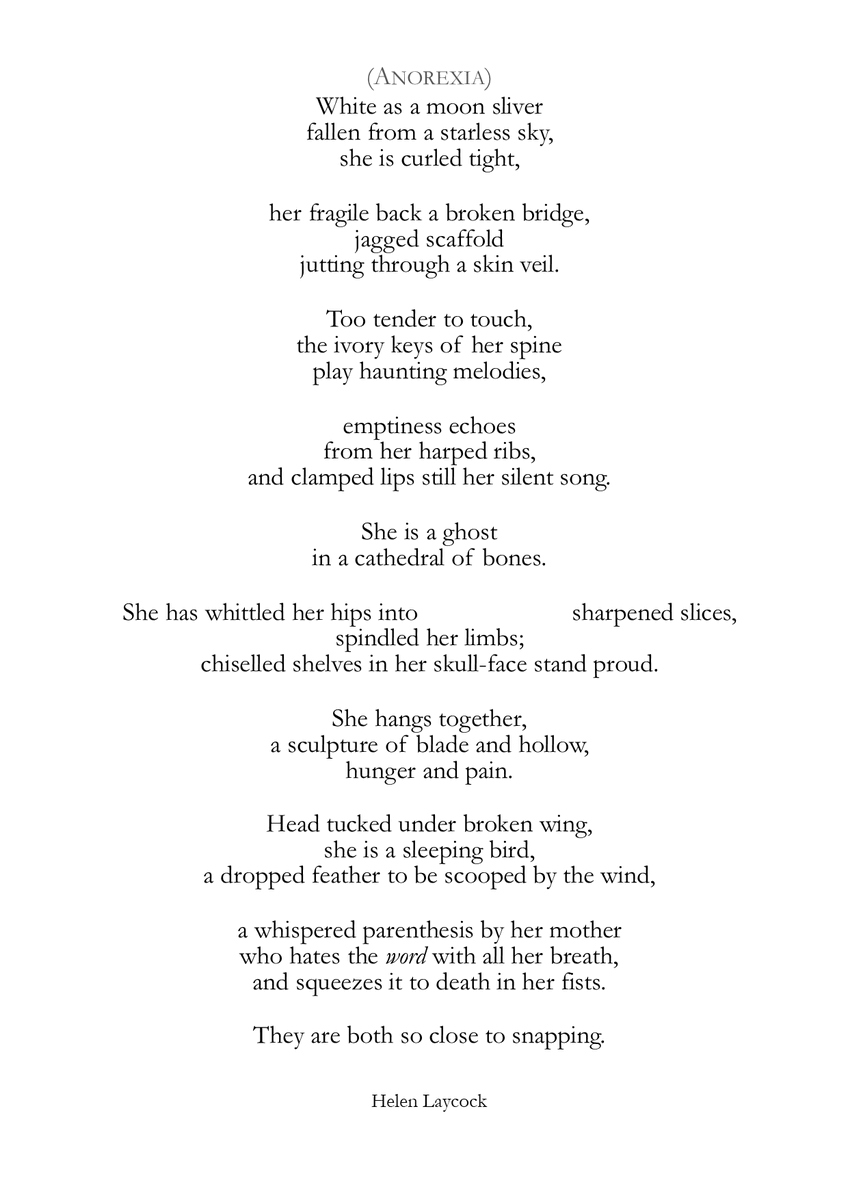 #vss365
'She is a #ghost
in a cathedral of bones'

This poem from my collection 'FRAME' comes with a *content warning*. 
It deals with the subject of anorexia.

#poetry #poetrycommunity