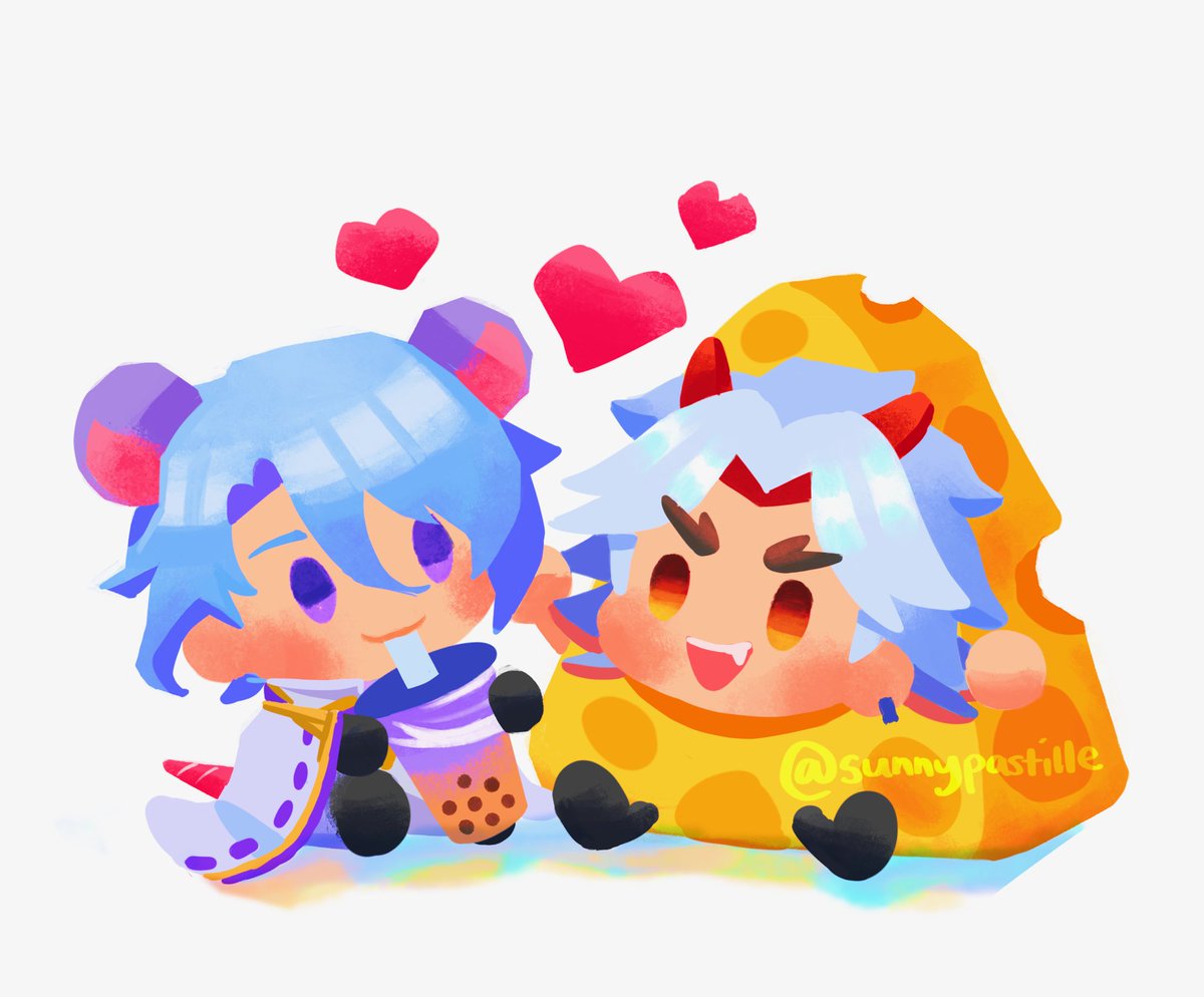 Ratyato and Chitto 🐭🧀 🌸 #ayaitto #kamisatoayato #aratakiitto #神里綾人 #荒滝一斗