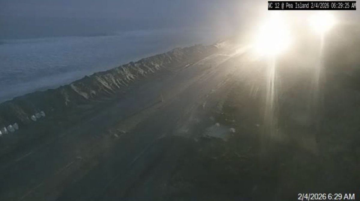 Good morning! NC12 is OPEN from end-to-end today. However, there will be a short, single lane closure where crews are working to rebuild the protective dune on Pea Island. The closure will be controlled by a portable traffic signal. Please drive carefully through the work zone.