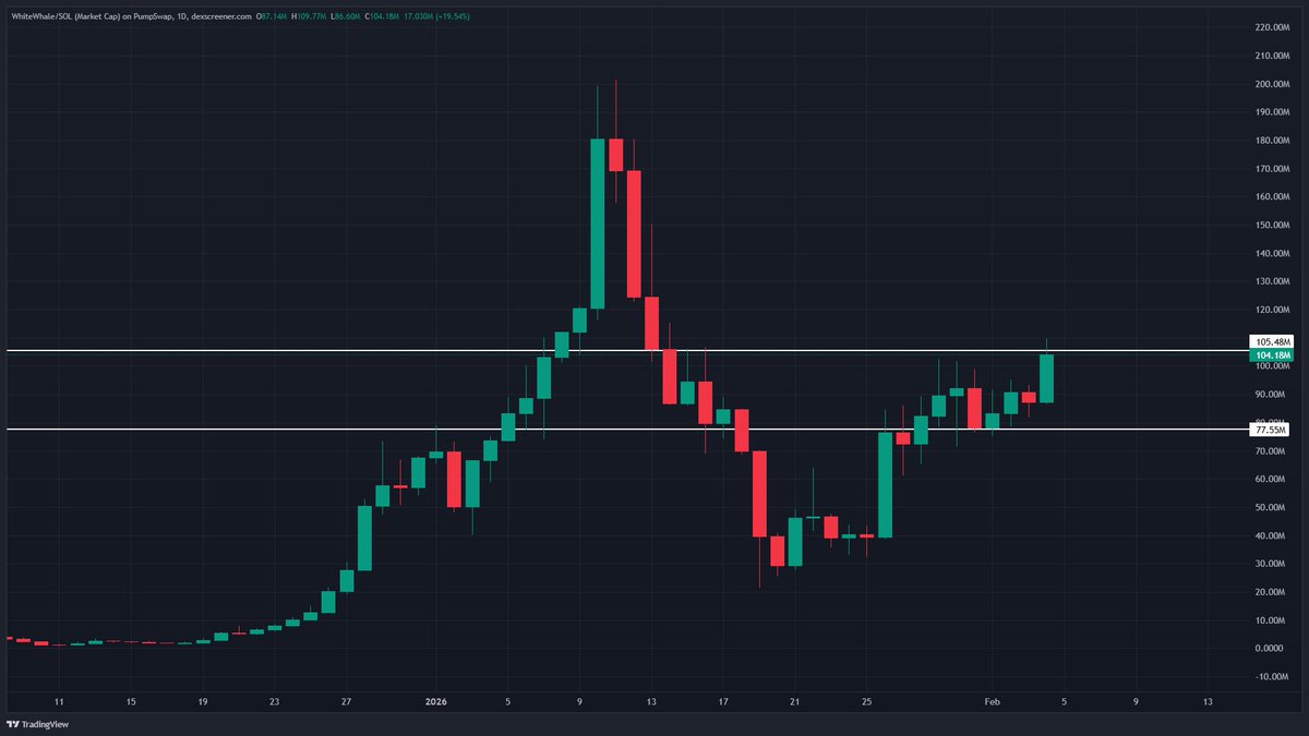 Jeremybtc's tweet image. $WHITEWHALE is running it back turbo 

Just reclaimed $100M market cap 

All time highs next? 🐋