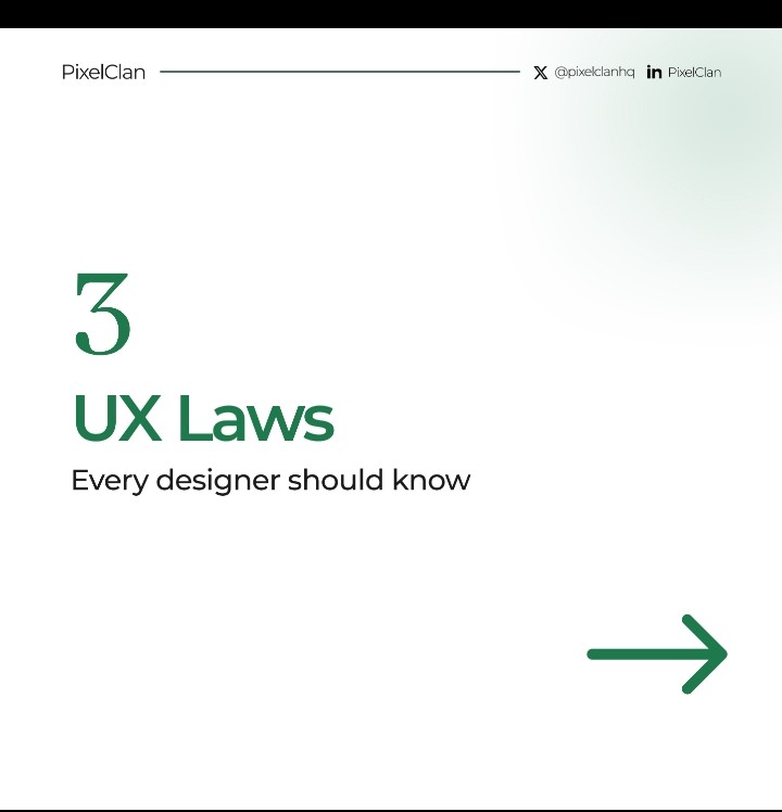 pixelclanhq's tweet photo. 3 UX laws every designer should know
• Jakob’s Law
Users expect your product to work like the ones they already know.
• Fitts’s Law
Bigger, closer targets = faster interactions.
• Zeigarnik Effect
Unfinished tasks stick in the mind. Progress bars work for a reason.

 Save this https://t.co/JjZ4MP4n3g