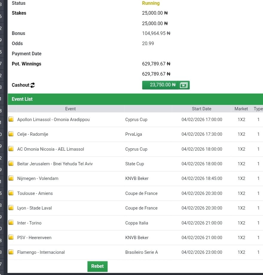 Wednesday Glory on Bet9ja; 

3ZJGKJD
3ZJGS7H
3ZJGXRN

DEPOSIT &amp; PLAY > rt.bet9ja.click/o/J5IHKK?lpage…

#Bet9jaCode