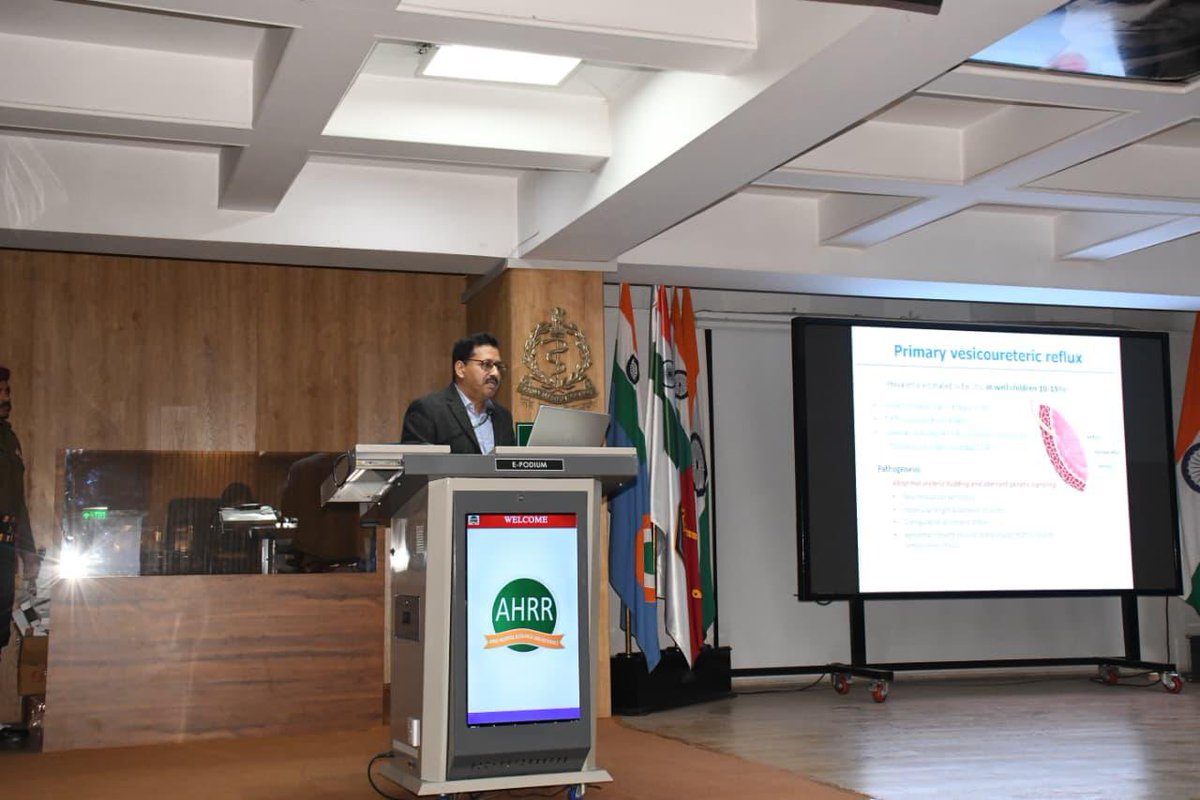 dgafms_mod's tweet photo. Departments of Pediatrics and Pediatric Surgery, #ArmyHospital (R&R) jointly conducted a workshop on Congenital Abnormalities of Kidney and Urinary Tract (CAKUT) in children. The event featured sessions by experts from the fields of Pediatric Nephrology, Pediatric Surgery, Neonatology, Obstetrics & Gynaecology, Radiology and Nuclear Medicine. Prof Pankaj Hari, HOD Paediatrics and Paediatric Nephrologist, AIIMS New Delhi and Prof Aparajita, Paediatric Surgeon from ESI Hospital were invited as guest speakers. The event witnessed enthusiastic participation by faculty and residents from #ArmyHospital (R&R) and #BaseHospital, Delhi Cantt.

@adgpi 
@indiannavy
@IAF_MCC 
@HQ_IDS_India
@SpokespersonMoD 
@westerncomd_IA 
@DelhiArea_IA 

#DGAFMS 
#AMC