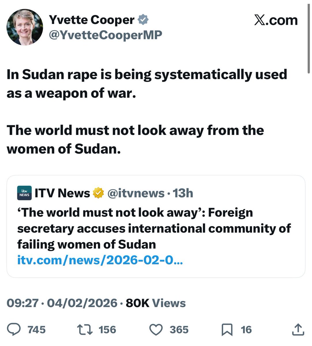 TheBritLad's tweet image. British government: “The world must not look away from rape in Sudan.”

Same British government: “Spent decades covering up rape gangs at home.”

These people aren’t serious.