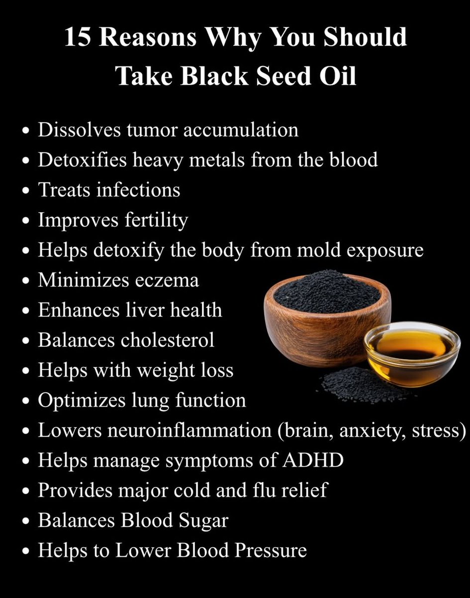 Black seed oil is the ultimate EVERYTHING medicine.
No matter what you’re dealing with, take a tablespoon, and in 20 minutes you’ll feel better for 12 hours.

It is scientifically proven to have anti-inflammatory, antioxidant, antibacterial, antifungal, anti-parasite, anti-tumor,
