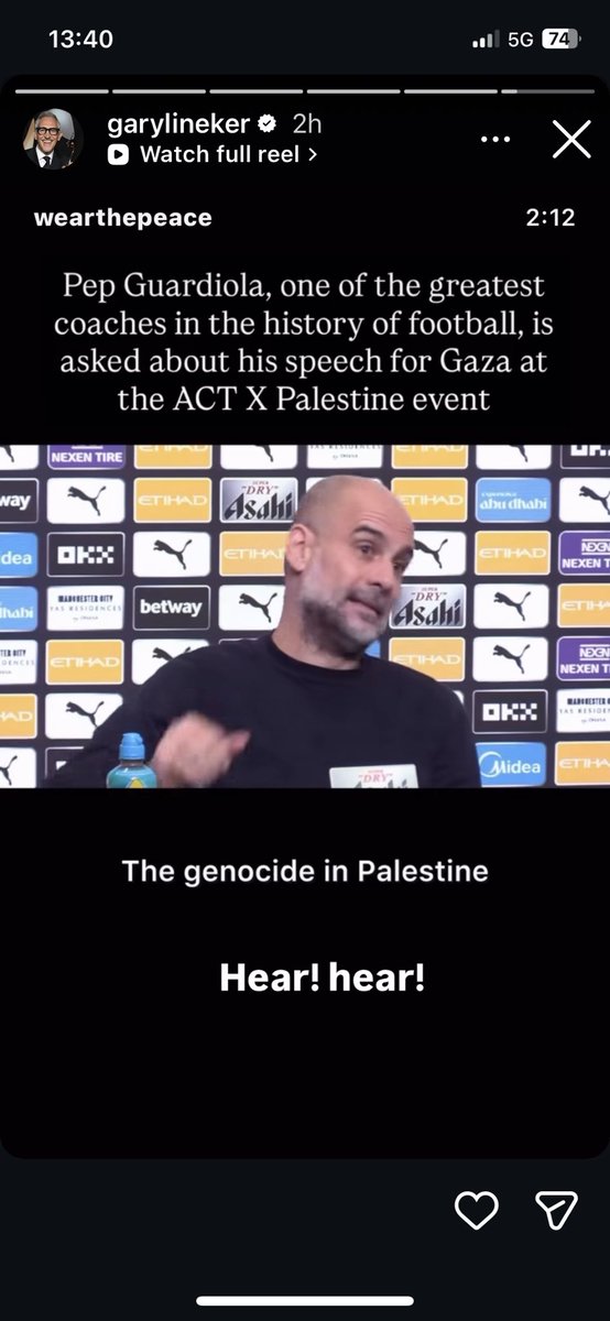 “Hear! Hear!”

Let’s be honest, once <a href="/PepTeam/">PepTeam</a> lies about “genocide” in Gaza you know <a href="/GaryLineker/">Gary Lineker</a> will chime in.

Some important points for the most ignorant of all ex-footballers:

❌ Pep Guardiola was not asked about his “speech for Gaza”. He weirdly transitioned from a