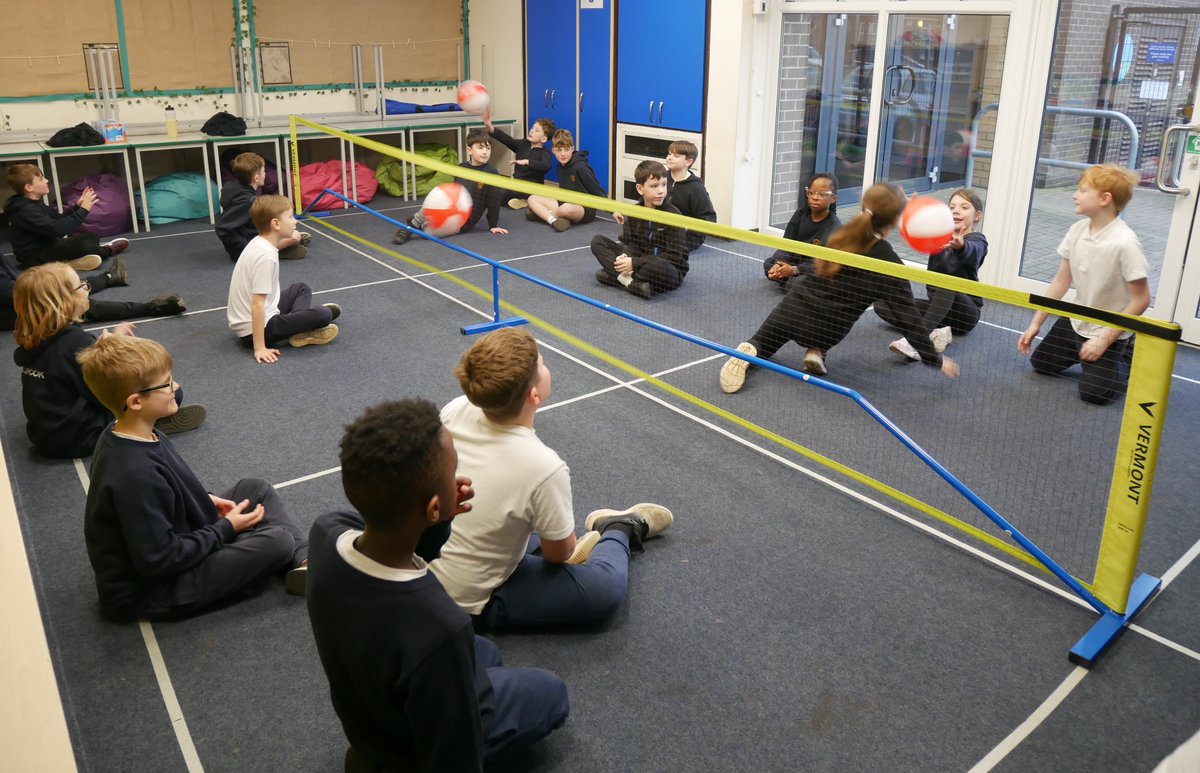 MillbrookJunior's tweet photo. Year 5 enjoyed taking part in an inclusive sport, seated volleyball. Inclusive sport refers to sporting activities in which individuals with different physical, sensory, or intellectual abilities participate together, with rules, equipment, or spaces adapted when necessary. https://t.co/iuxYuGvtrP