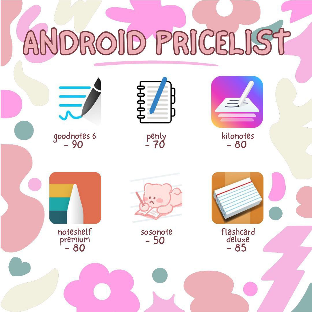 mikikprms's tweet image. hello! dm po to avail &amp;lt;33

t. wts lf lfb ph supplier ios android apps goodnotes 6 gn6 procreate noteful pro noteshelf ankimobile anki forest penly kilonotes sosonote flashcard deluxe dreams pencil set notes writer sleeptown fliqlo lumafusion collanote procreate note apps